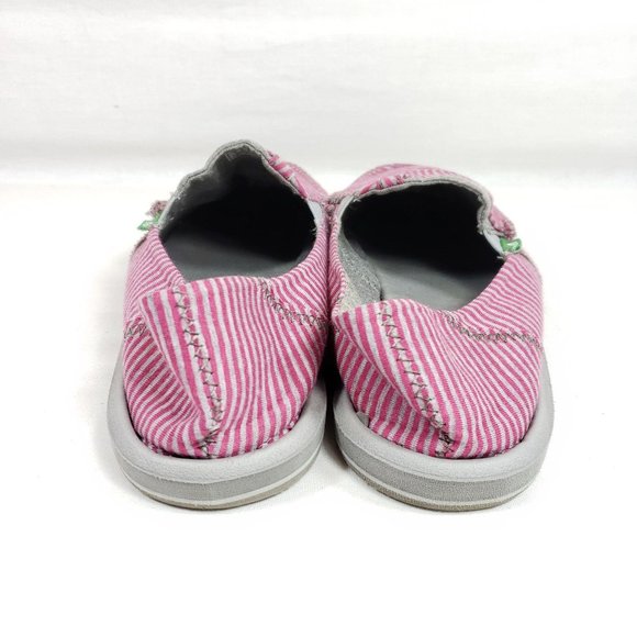 Sanuk Pink and Gray Striped Flats - Picture 7 of 7